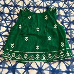 Anthropologie cropped embroidered blouse
